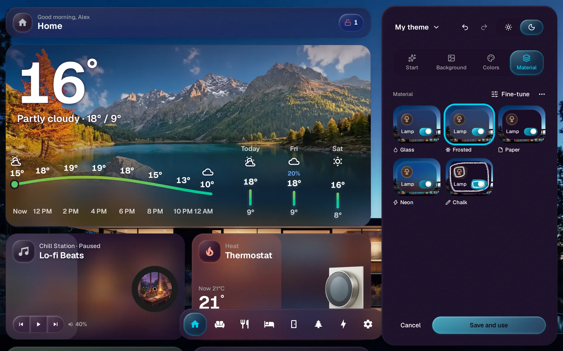 The studio with Frosted selected and the Save and use button highlighted