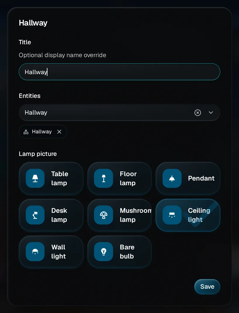 A widget's settings dialog with its title, entities and aggregation