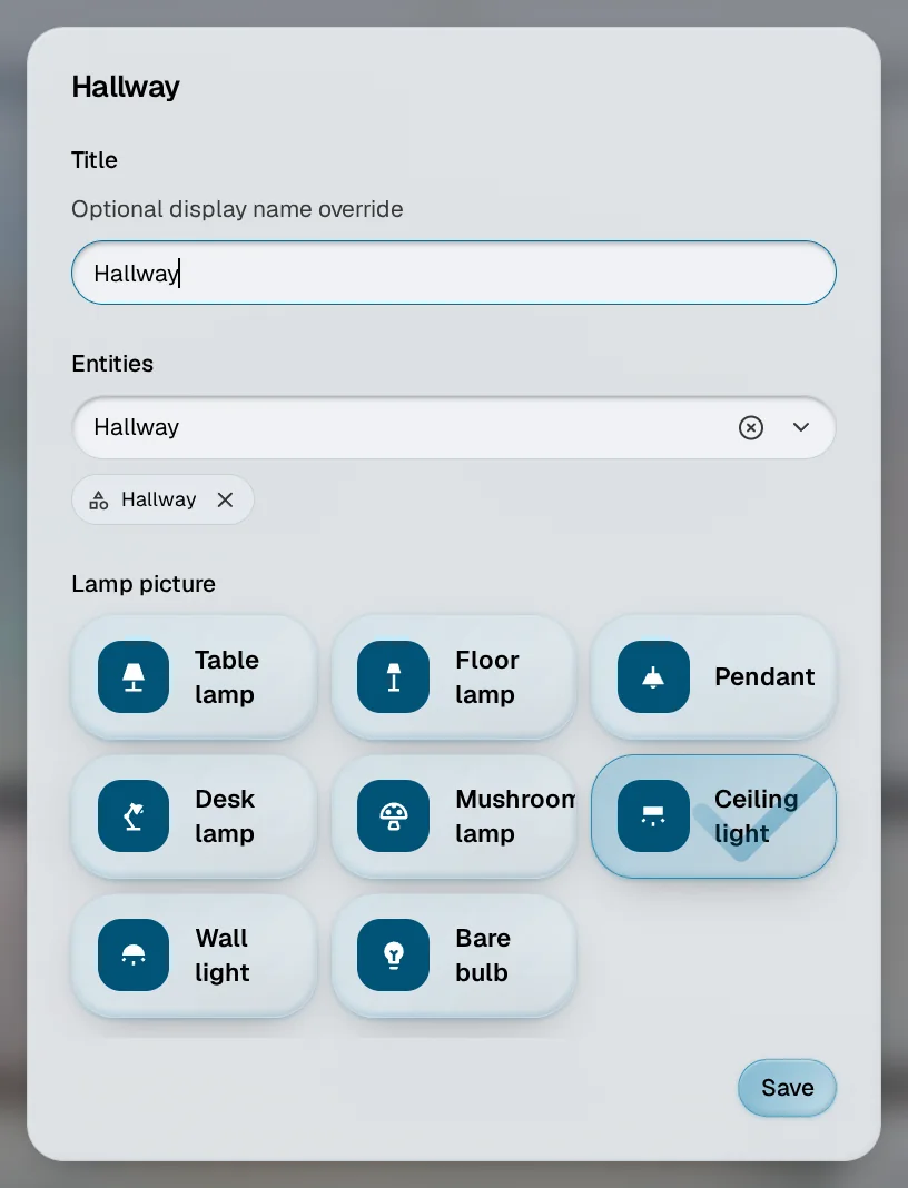 A widget's settings dialog with its title, entities and aggregation