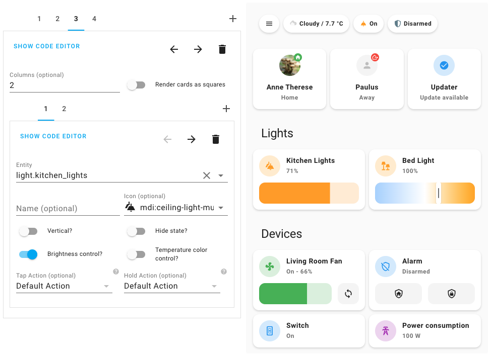 Mushroom minimalist cards for Home Assistant Lovelace dashboards