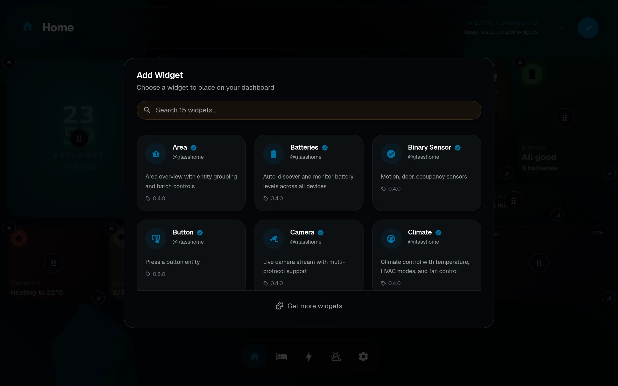 Widget picker dialog